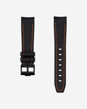 Curved Vertech Rubber Strap - Black & Orange Stitches - OM Luxury