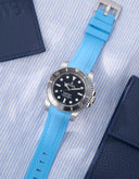 Curved Vertech Rubber Strap - Capri Blue - OM Luxury